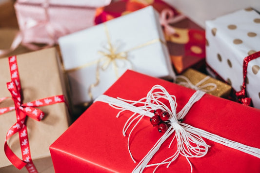 Art-forward family gifts bold colorful wrapping
