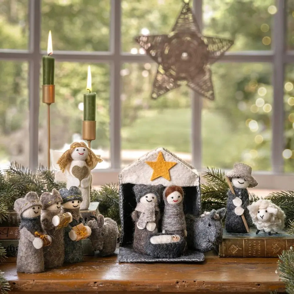 [Pre-Order for Nov] Handmade Felt Nativity Set – 12-Piece Christmas House of Poco Loco